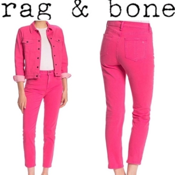 Rag & Bone Bull Pink High Waist Skinny Jeans Size 24 - Picture 1 of 8